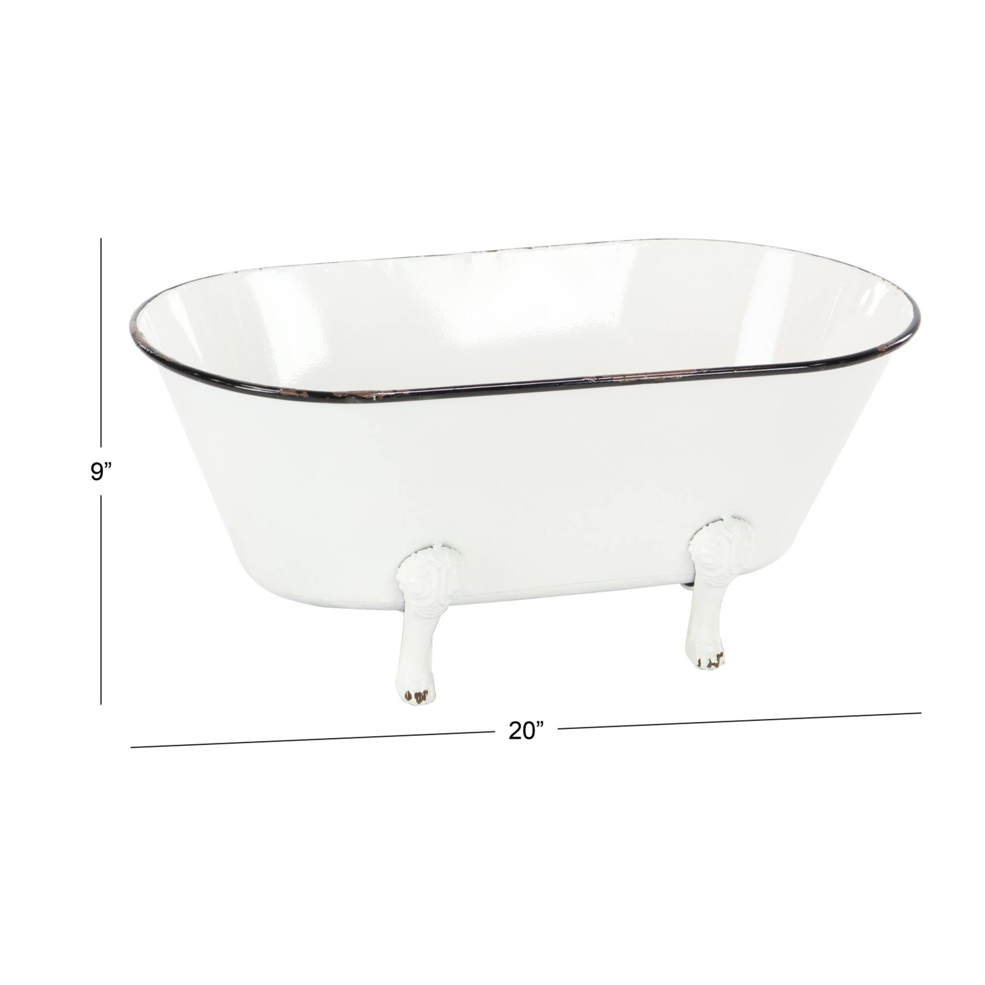 20" White Metal Farmhouse Planter